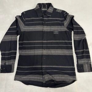 The Hundreds Black and Gray Striped Casual Shirt